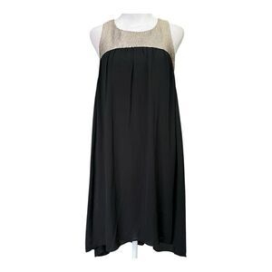 Needle & Thread Black Sleeveless Flowy Hi-low Holiday Party Dress Gold Bodice Ne
